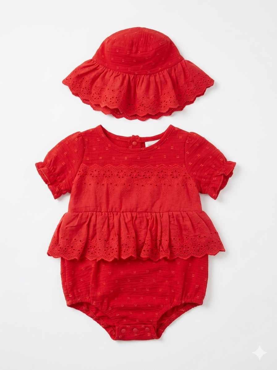 ❤️ Conjunto-Romper para Bebé con Sombrerito ❤️ NIÑA MESES