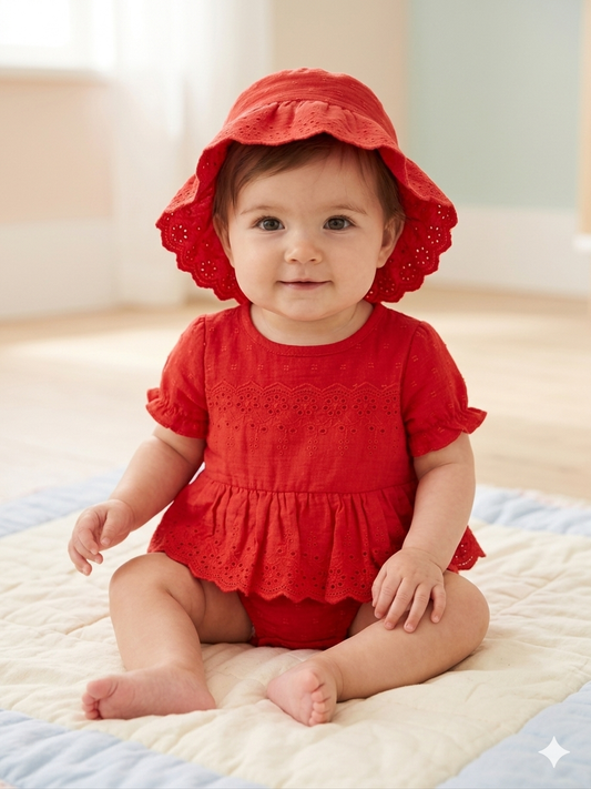 ❤️ Conjunto-Romper para Bebé con Sombrerito ❤️ NIÑA MESES