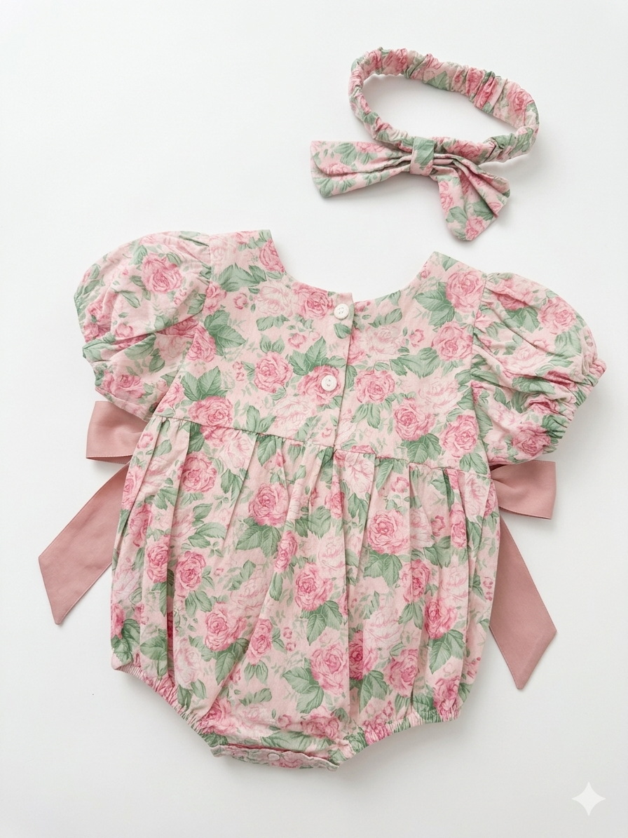 🌸 Romper Floral para Bebé con Diadema a Juego 🌸 NIÑA MESES
