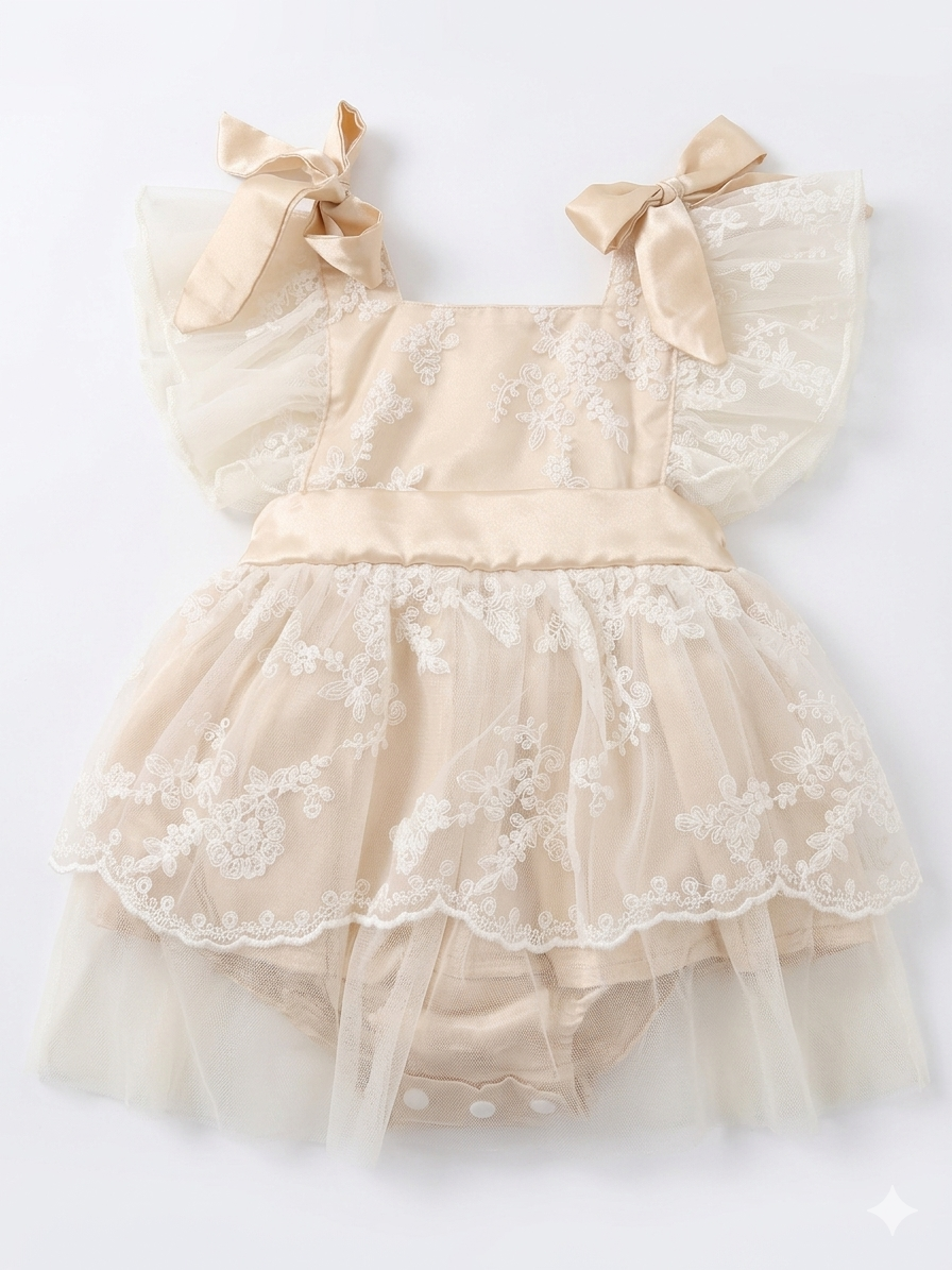🤍 Vestido-Romper de Encaje para Bebé 🤍 NIÑA MESES
