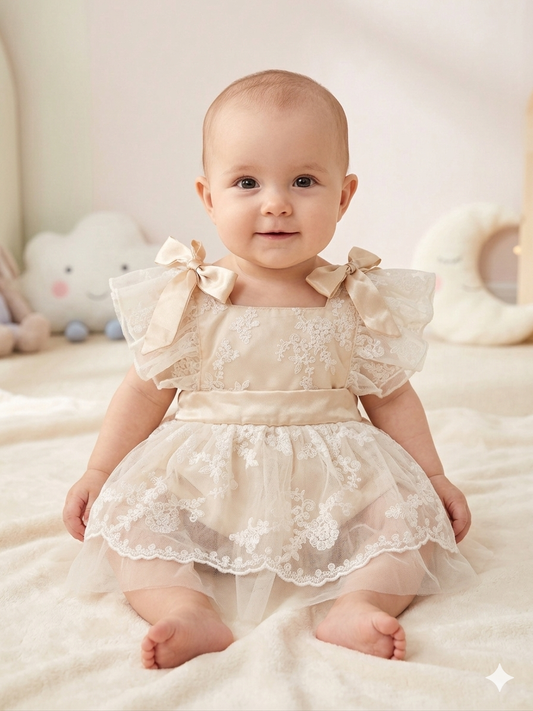 🤍 Vestido-Romper de Encaje para Bebé 🤍 NIÑA MESES