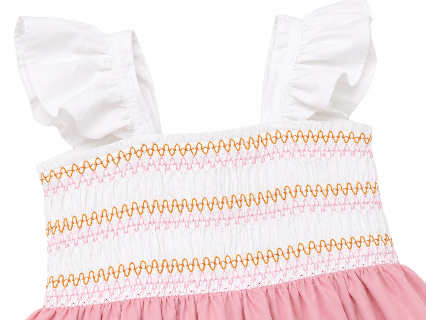 Vestido niña con pecho fruncido color rosa