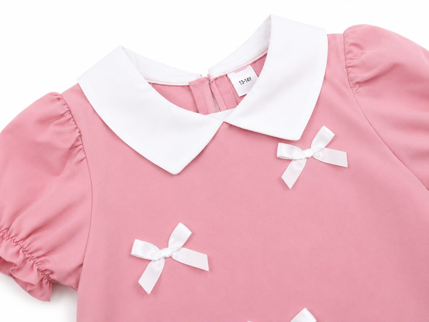 Vestido niña con moños decorativos color rosa