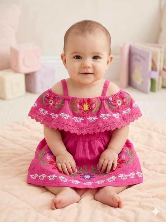 🌺 Vestido Bordado para Niña 🌺 NIÑA MESES