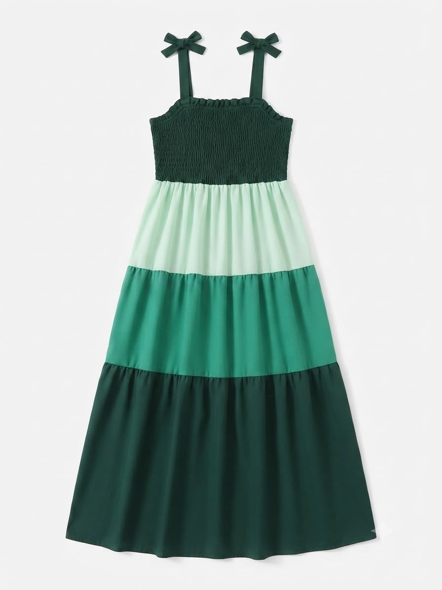 Vestido niña maxi en tonos verdes