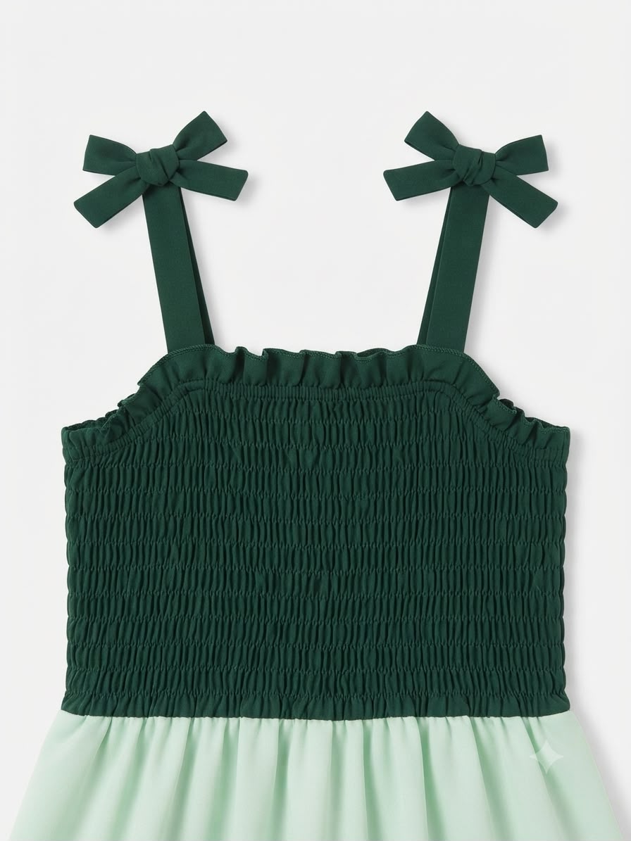 Vestido niña maxi en tonos verdes