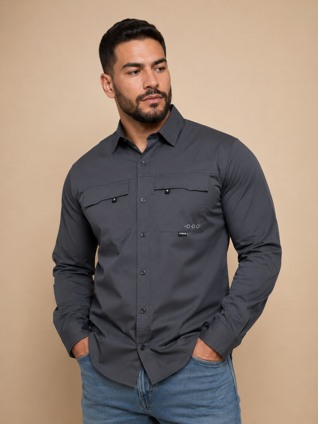 Camisa caballero grande MAJ@ gris obscuro