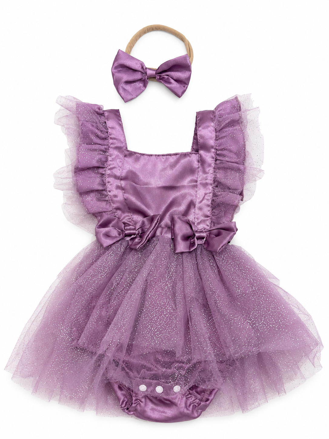 ✨ Vestido-Romper Brillos Lavanda para Bebé ✨NIÑA MESES