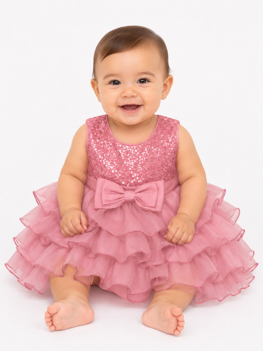 ✨ Vestido de Fiesta Rosa con Lentejuelas ✨ NIÑA MESES