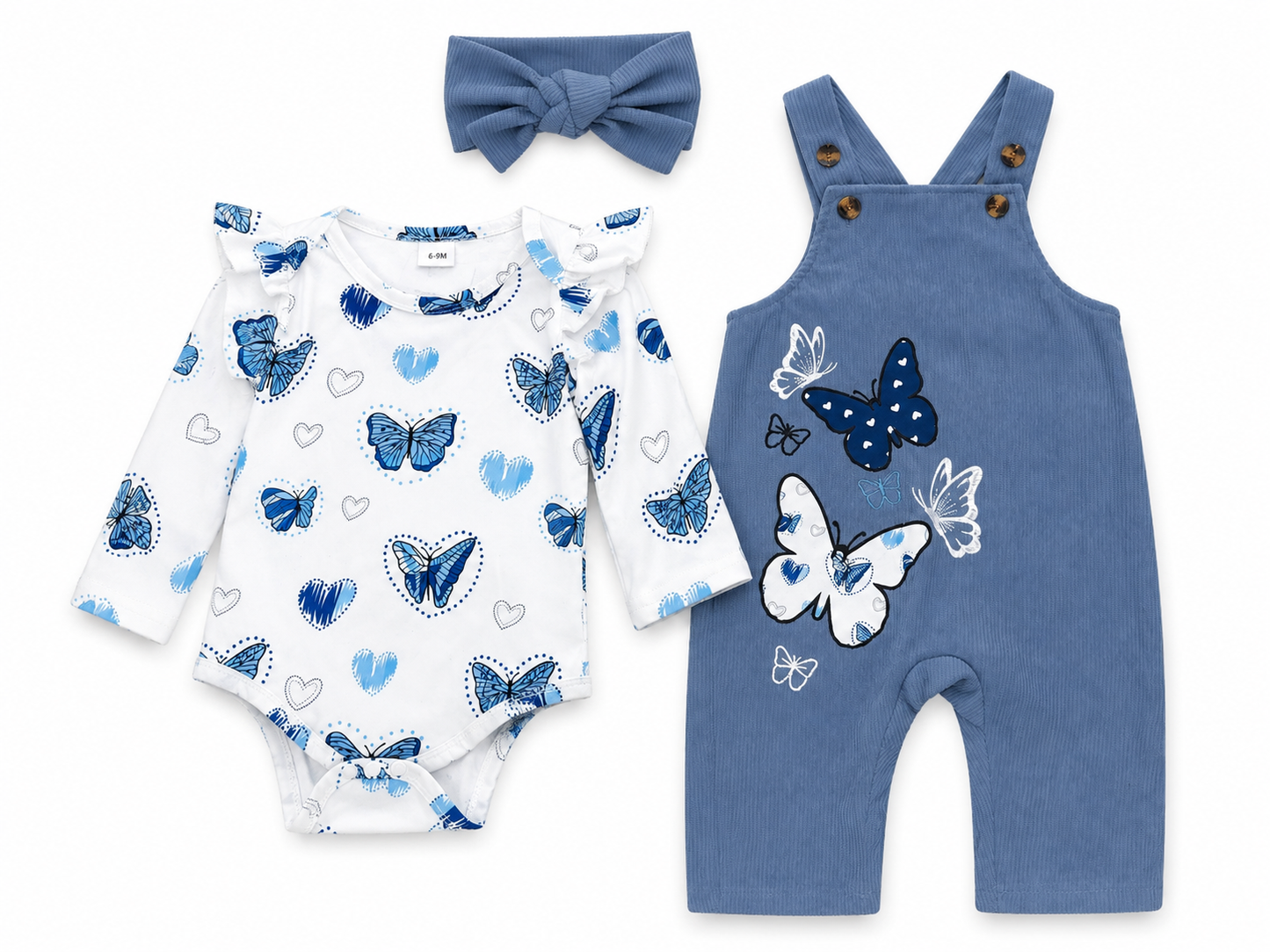 🦋 Conjunto Mariposas Azul para Bebé 🦋 NIÑA MESES
