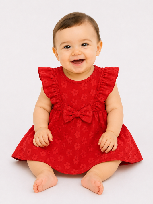 ❤️ Vestido Rojo Floral para Bebé ❤️ NIÑA MESES