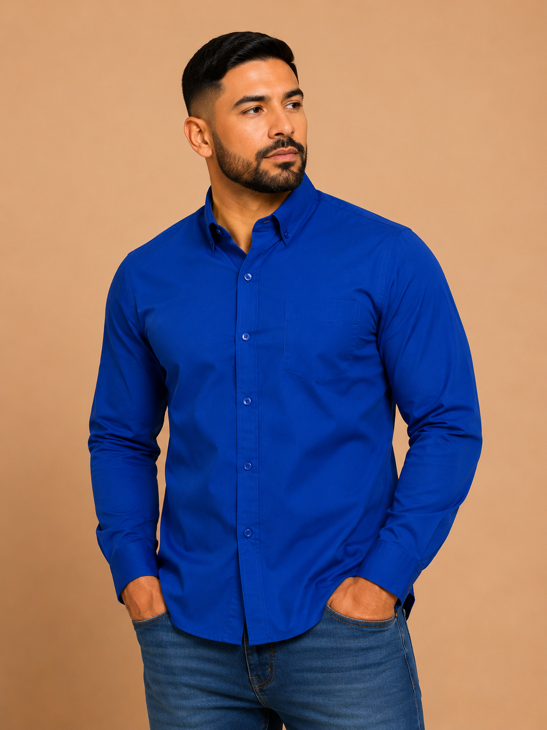 Camisa caballero grande G@ESSS azul rey