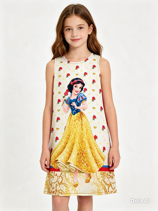 Vestido niña estampado de blanca sin mangas