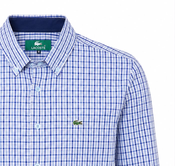 Camisa caballero grande LAC@STE blanco con azul