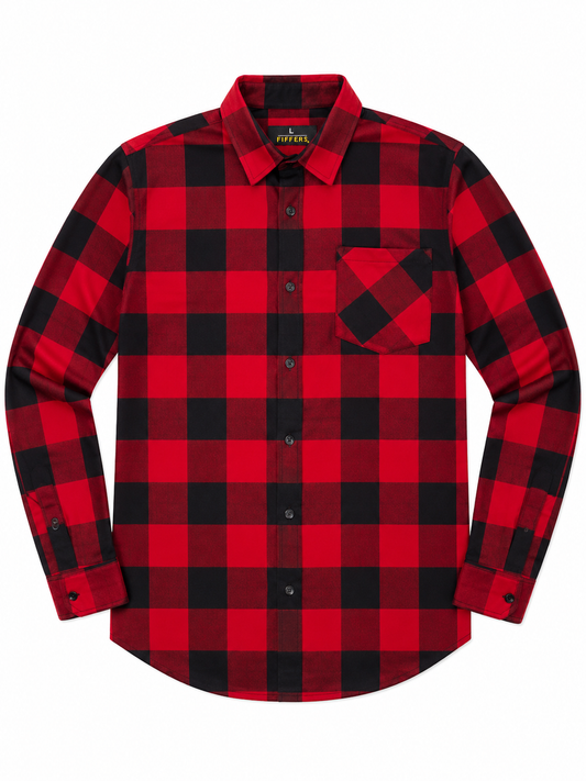 Camisa Caballero grande FIFF@RS cuadros rojos con negro