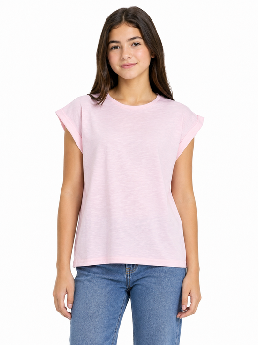 Blusa niña rosa básica de manga corta