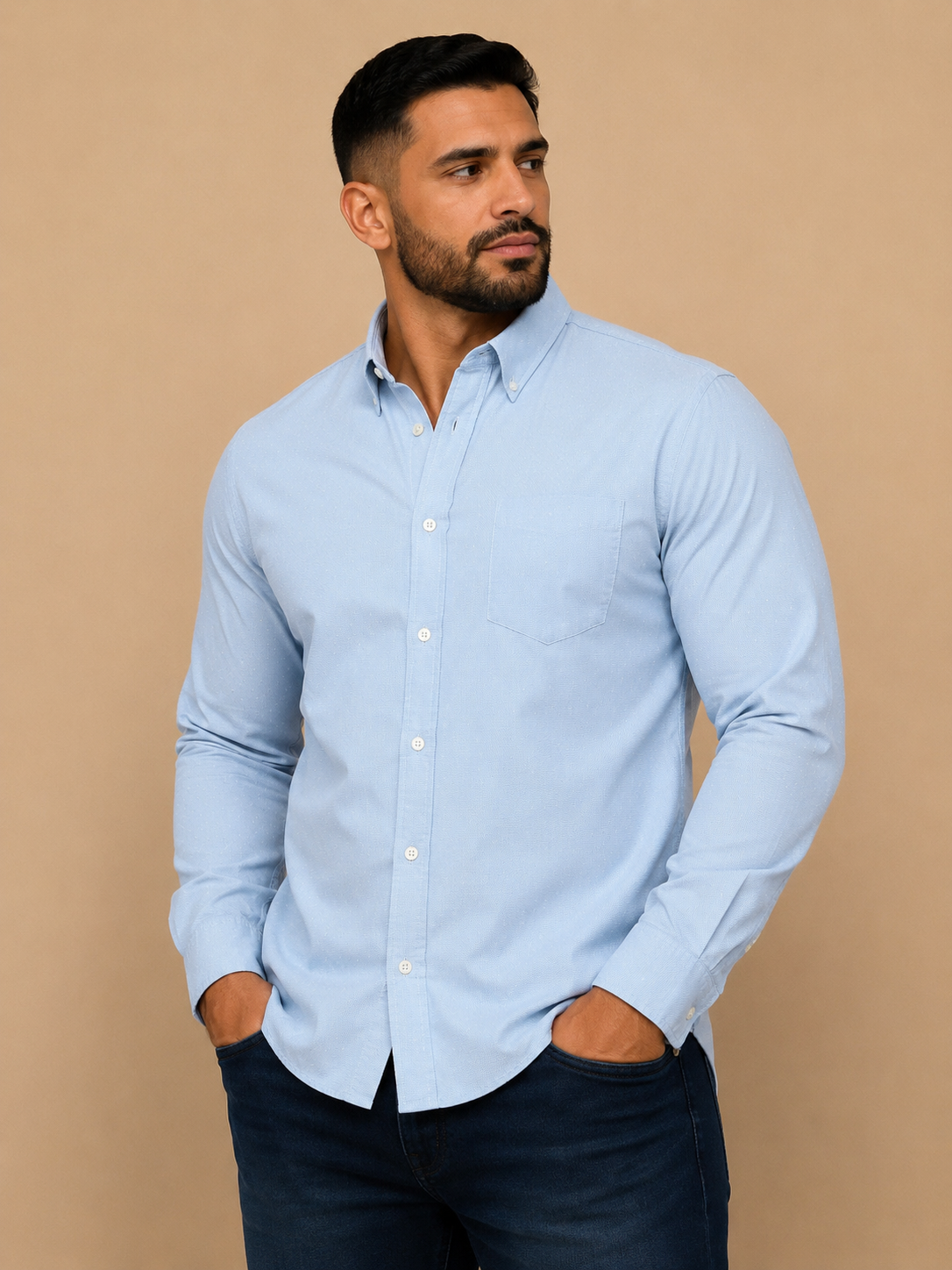 Camisa de Caballero grande  MC.DIFERENT@ azul cielo