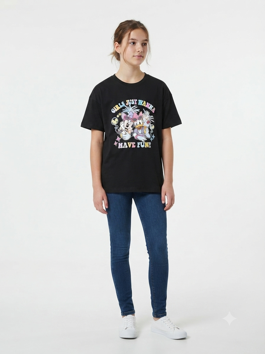Blusa niña estampada cómoda negra