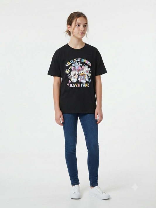Blusa niña estampada cómoda negra