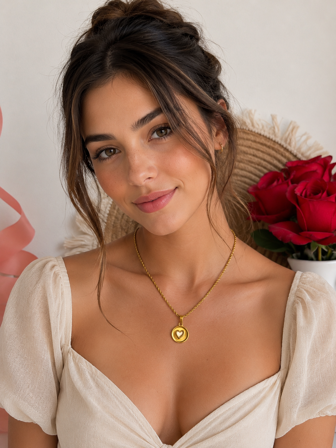 Collar accesorio Dama Corazón Dorado