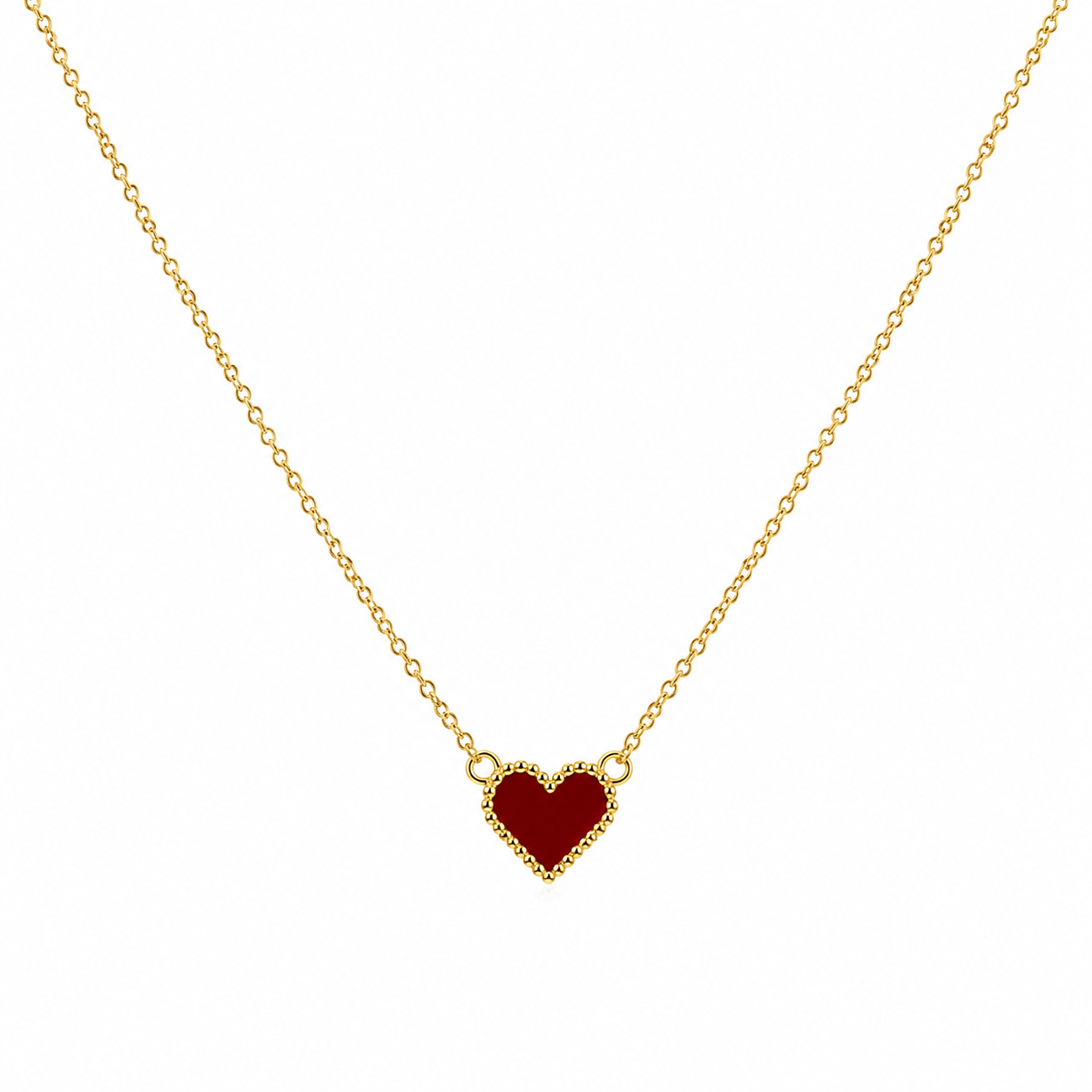 Collar accesorio Dama corazón rojo dorado
