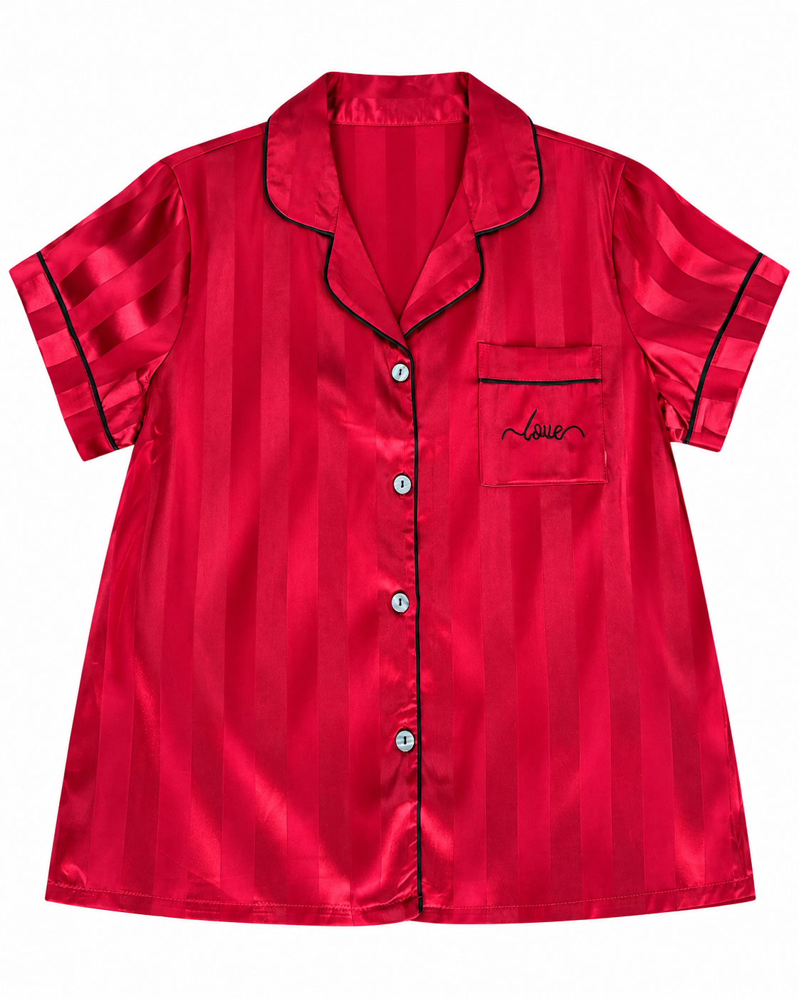 Pijama dama satinada roja con detalle Love