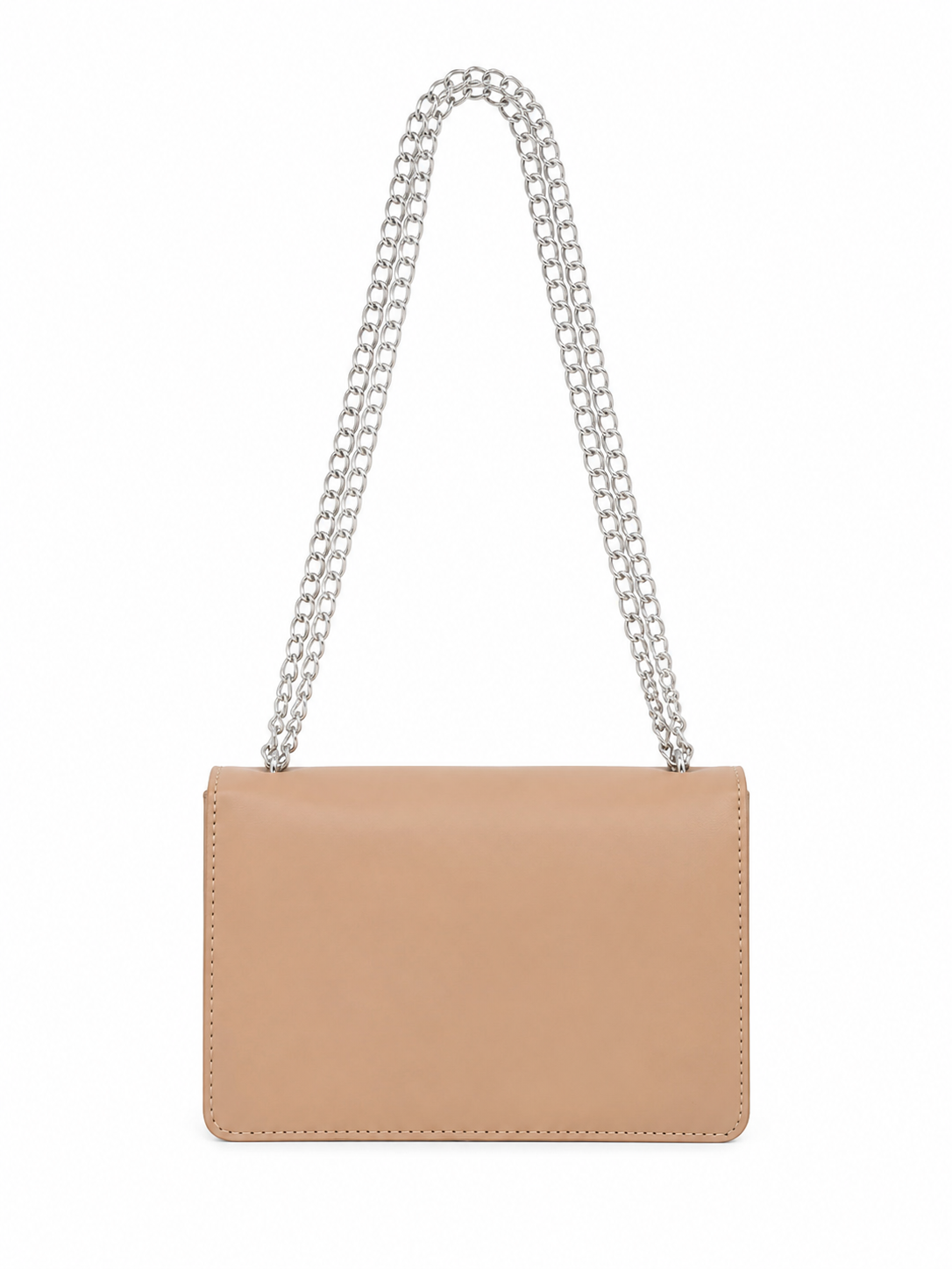 Bolsa dama color beige con cadena metálica y broche de pedrería ✨