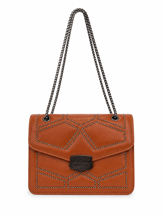 Bolsa dama color café con detalles metálicos ✨👜