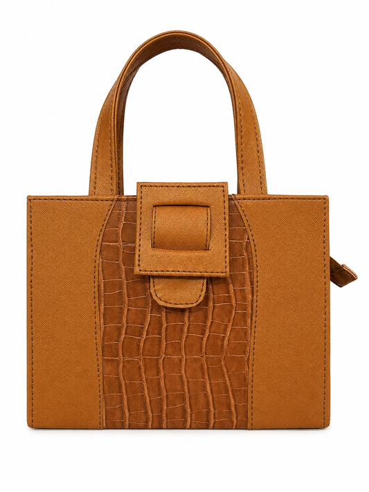 Bolsa dama textura cocodrilo camel🤎