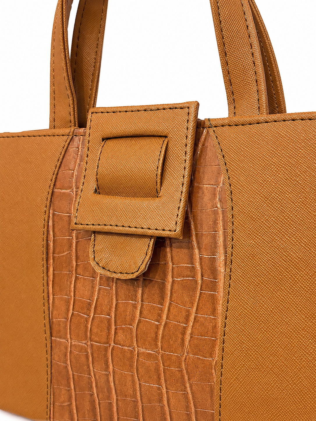 Bolsa dama textura cocodrilo camel🤎