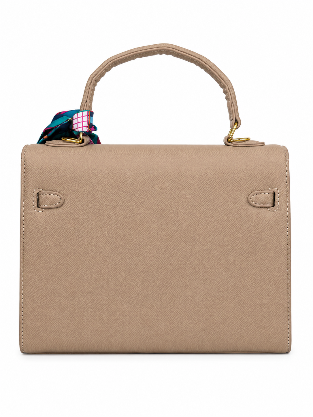 Bolsa dama beige con pañuelo decorativo