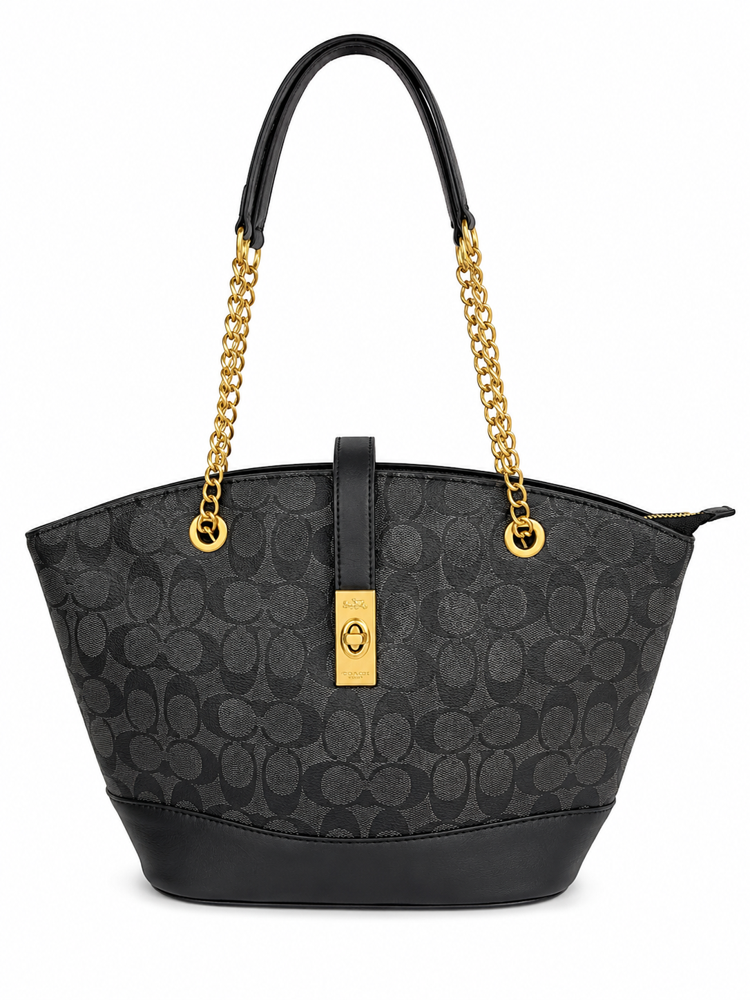 Bolsa dama elegante color negra con detalles dorados