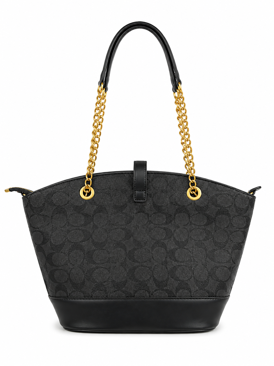 Bolsa dama elegante color negra con detalles dorados