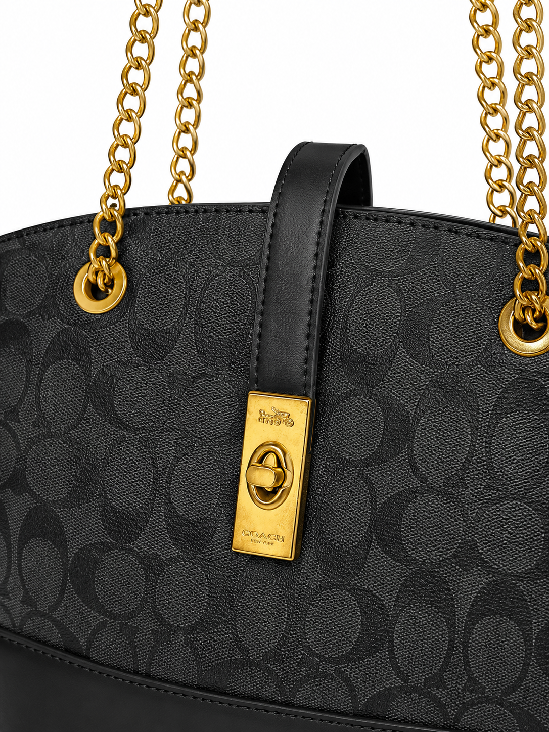 Bolsa dama elegante color negra con detalles dorados