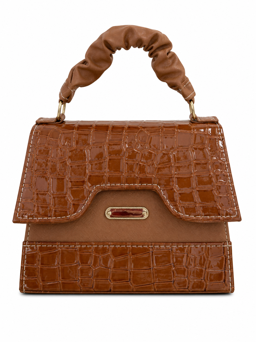 Bolsa dama textura cocodrilo brillante