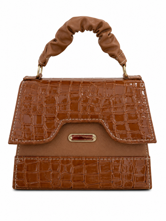Bolsa dama textura cocodrilo brillante