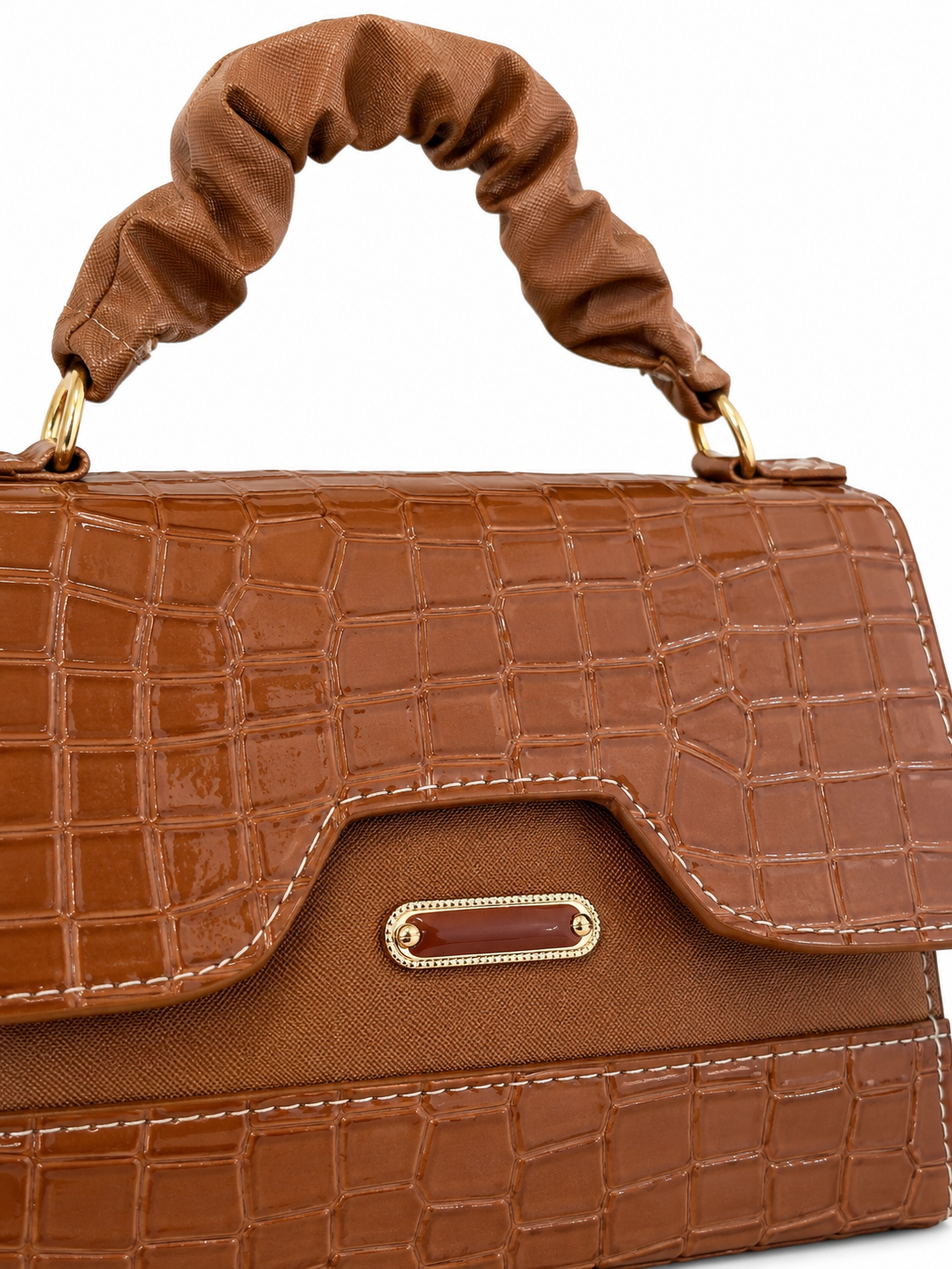 Bolsa dama textura cocodrilo brillante
