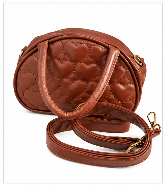 Bolsa Infantil café ovalada corazones