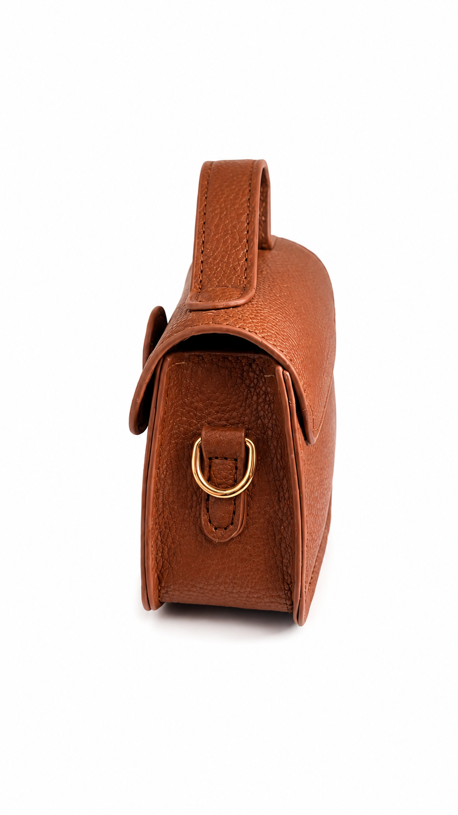 Bolsa infantil café de hebilla dorada