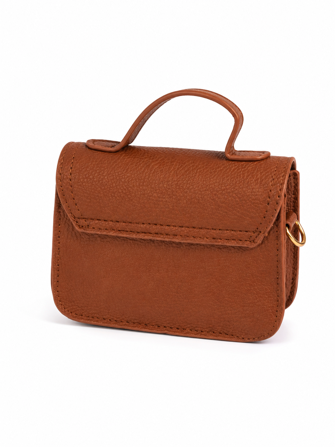 Bolsa infantil café de hebilla dorada