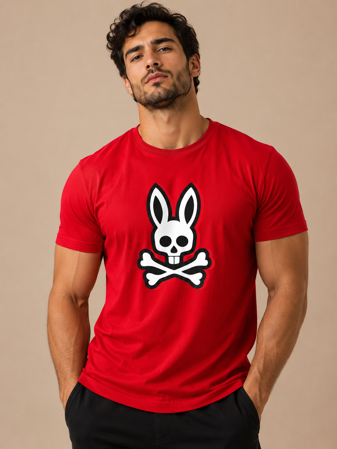 Playera caballero Extra Grande XL PSYCH@ BUNN@ roja