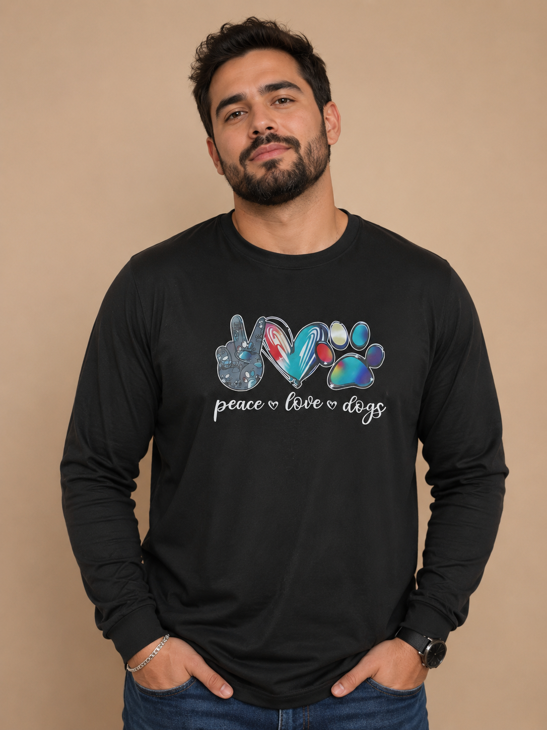 Playera manga larga caballero 3XL NEGR@