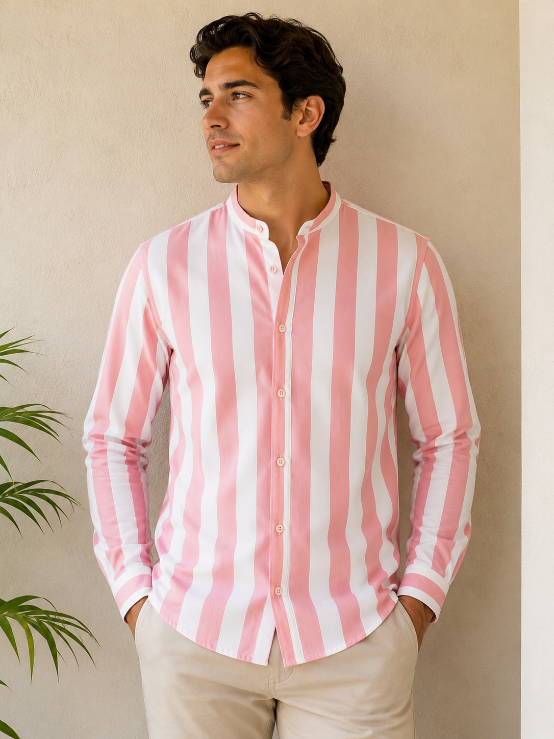 Camisa Caballero chica FACH@CO  Rayas Rosa y Blanco