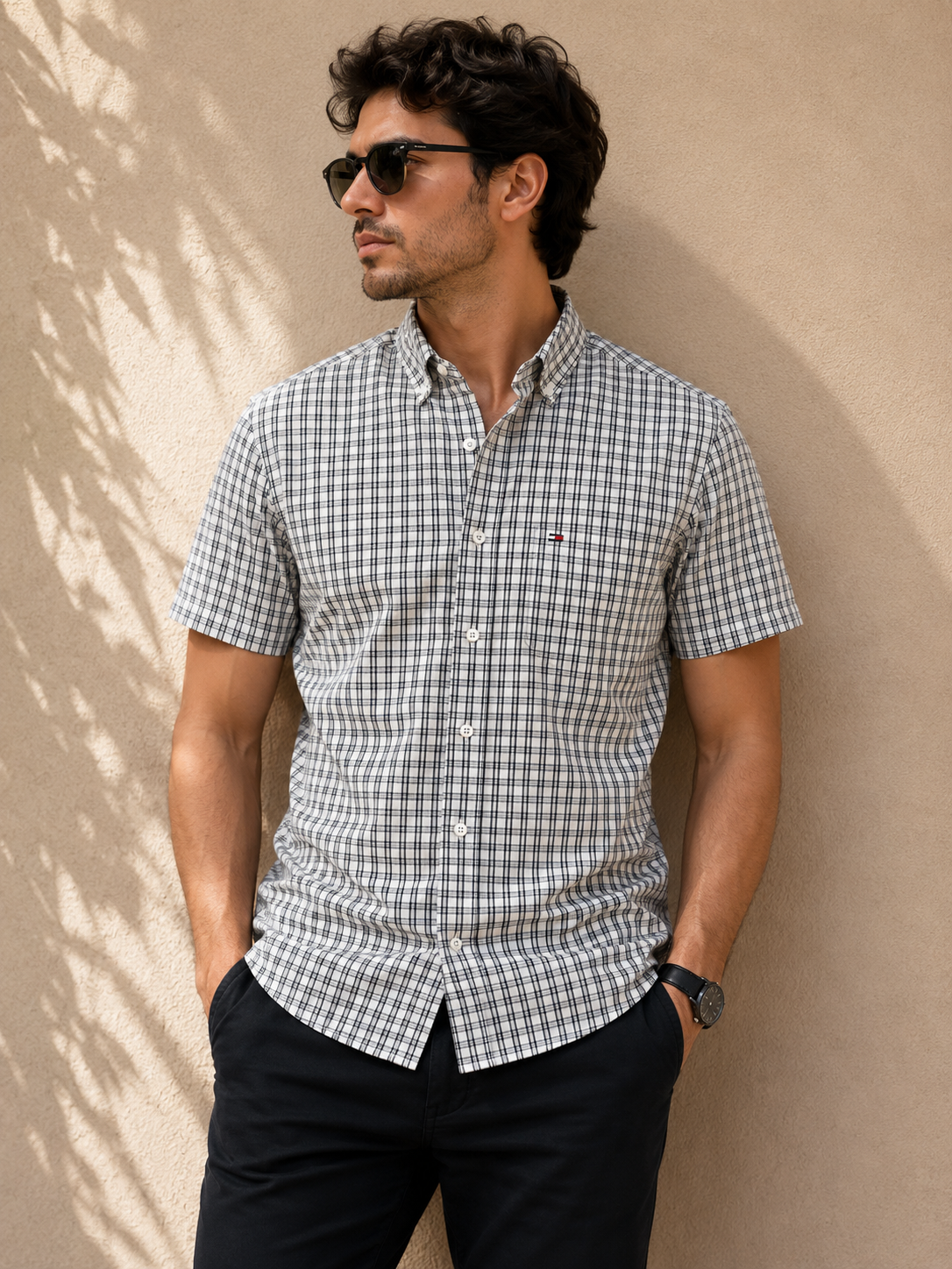 Camisa Caballero chica T@MMY HILFIG@R blanco con negr@