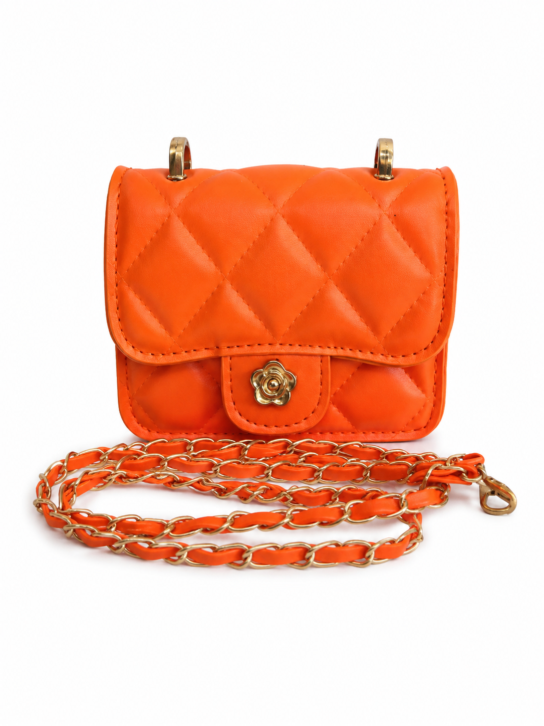 Bolsa Infantil Acolchada Naranja con Cadena