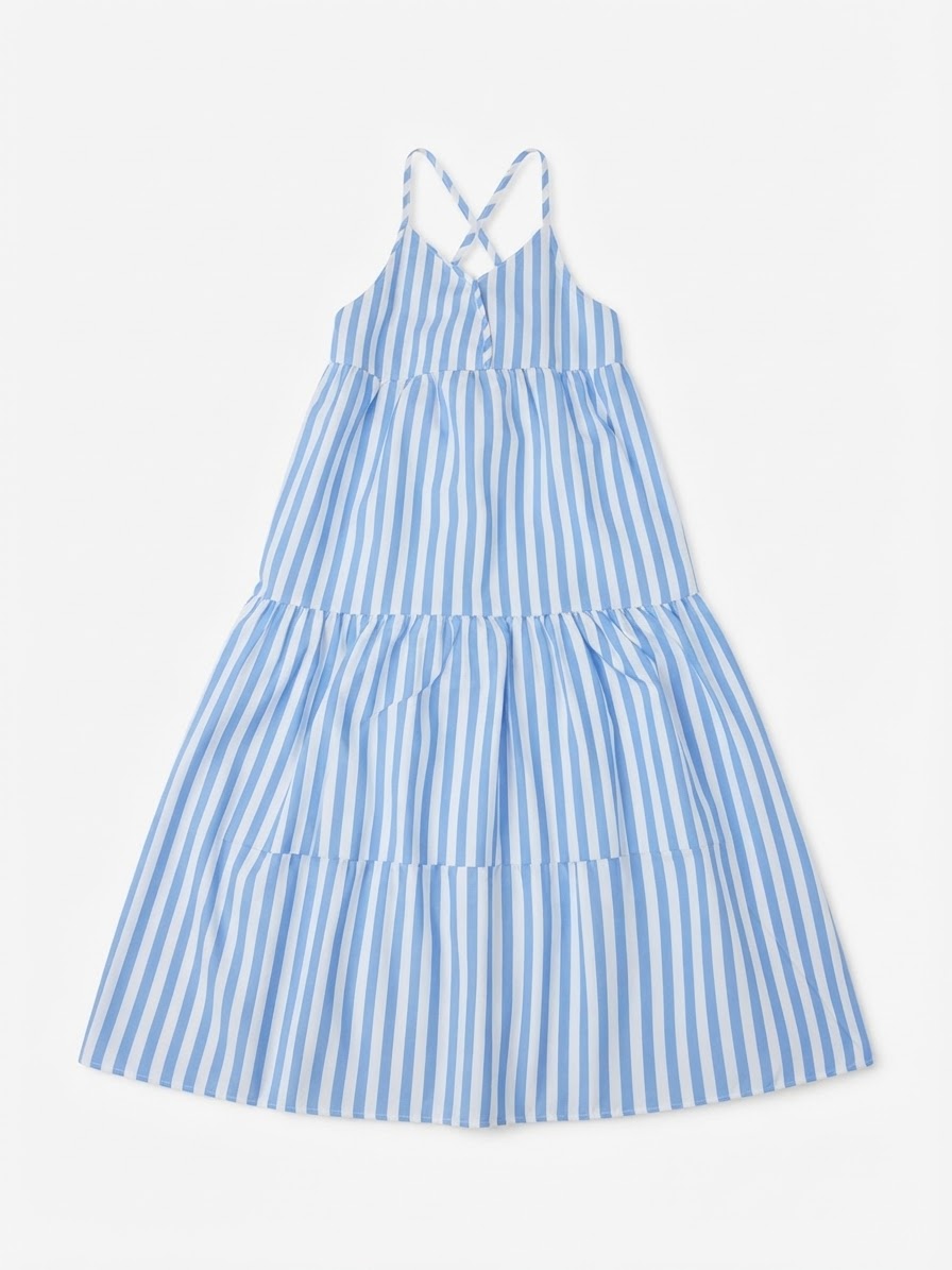 Oferta Vestido niña de rayas azul y blanco
