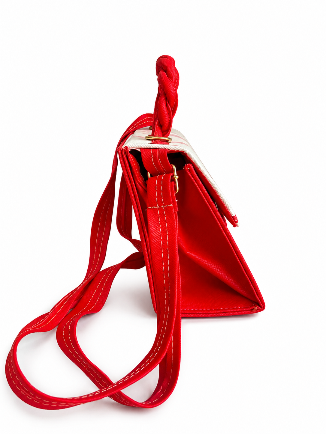 Bolsa Dama Blanca con Rojo Estampado de Cerezas