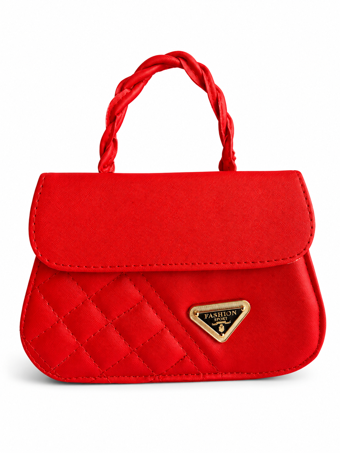 Bolsa dama roja elegante con asa trenzada