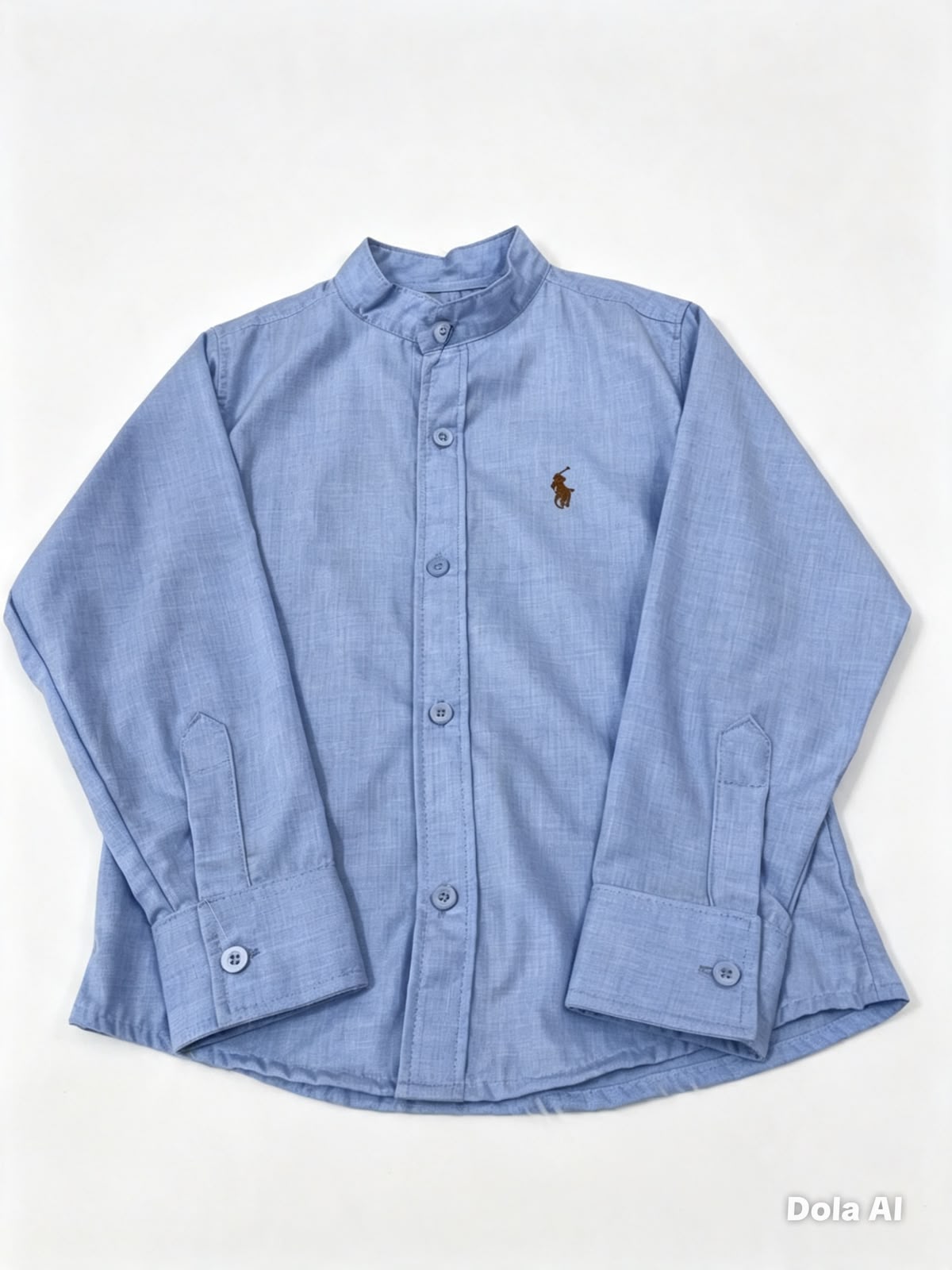 Camisa niño manga larga con cuello mao