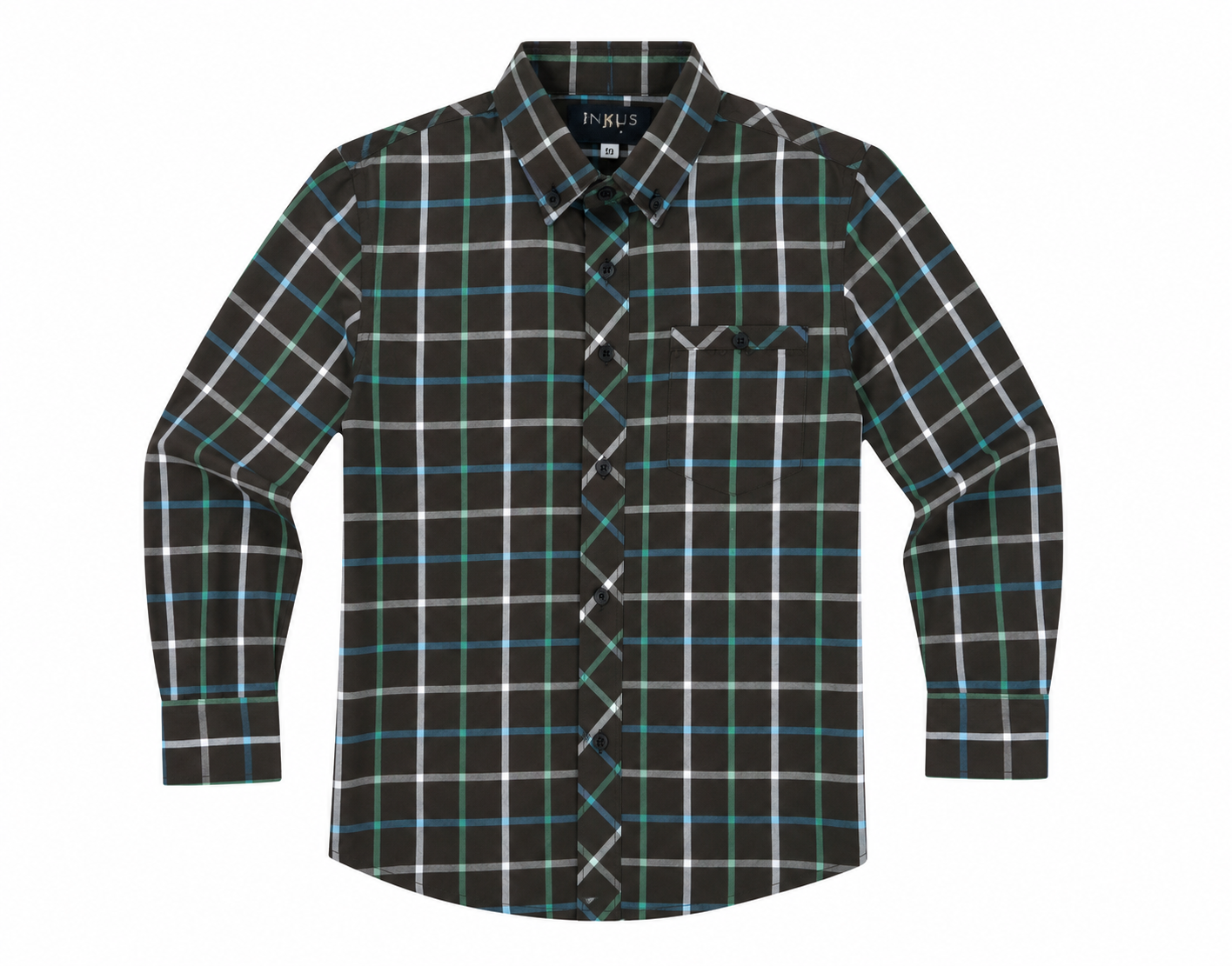 Camisa niño de cuadros manga larga café oscuro